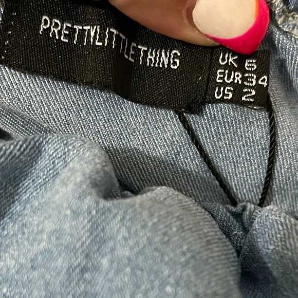 Light Blue Wash Layered Puff Sleeve Denim Crop Top - Picture 8 of 8